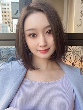 ロンドアリシア 金山(Lond Alexia) 透明感◎ラベンダーベージュ　前髪なし長めボブ 髪質改善 ボブ