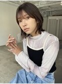 シースルーバング×パツっとボブ