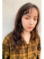 スリーマーク(THREE mark)&nbsp;ミディアム ラフ ウェーブ シースルー 笹田寛明 ブラウン 秋冬