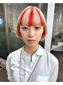 前髪デザインカラーレッド