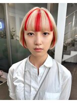 前髪デザインカラーレッド