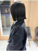 "久保田"切りっぱなしボブ地毛風縮毛矯正ストレート外ハネボブ