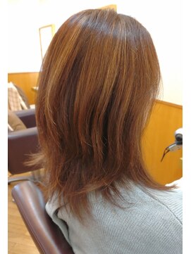 松本平太郎美容室 浦安店 白髪ぼかしハイライト ミディアムレイヤー/30代40代50代60代