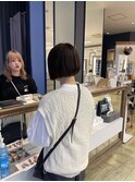 切りっぱなし!短めぱっつんボブ