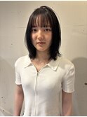 レイヤー/顔まわりレイヤー/ミディアム/ぱっつん前髪