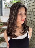 156. ワンホンレイヤーカット/セミロング/ハイライト