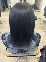 アジールヘア 所沢プロペ通り店(agir hair)&nbsp;ダークブルーネビージュ黒髪ケアブリーチ小顔ワンレンロング所沢