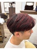 メンズメッシュカラーレッド