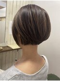 大人ショート脱白髪染めカラーハイライト40代50代