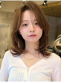 ミディアムレイヤーシースルーバング小顔カット【平島】