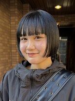 ナループロアポンテ(Nalu pu loa PONTE)&nbsp;ミニボブ顎上ボブストレートボブパーマ落とし黒髪ボブブラック