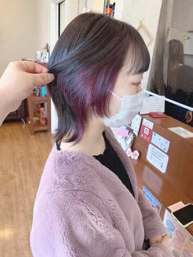 if ウルフカット×インナーカラー×パープル