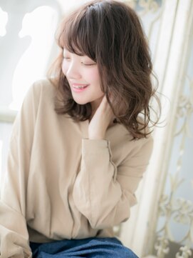 モッズ ヘア 福岡姪浜店(mod's hair) *mod's姪浜*…斜めバング大人かわいいくせ毛風こなれミディf