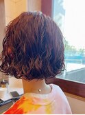 【ささき】ミニボブ/オレンジカラー/スパイラルパーマ/前髪