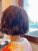 ラレイ ハラジュク(Lalei harajuku) 【ささき】ミニボブ/オレンジカラー/スパイラルパーマ/前髪