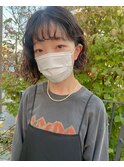切りっぱなしボブにスパイラルパーマ