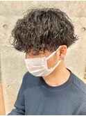 20代30代韓流☆ツイストパーマショートマッシュアッシュブラック