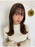 20代30代大人可愛い韓国風シースルーバングくびれヘアレイヤー