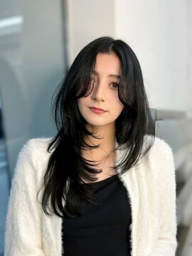 ノク 渋谷(nok) バタフライレイヤーダークグレージュ_暗めカラーグランマッシュ