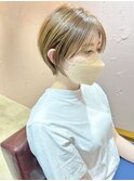 *滝田*ミルクティーベージュ小顔似合わせショートボブカット人気