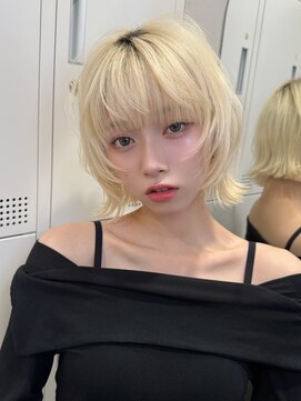 ロンドソレイユ 池袋(Lond soleil) ミニウルフレイヤーカット顔周り前髪韓国ミディアムロング/池袋
