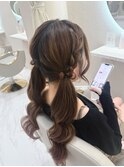 編み込みツインテール/北新地ヘアセット