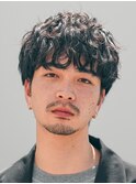 渋谷波巻きパーマメンズカットシャドウパーマヘアマッシュ30代