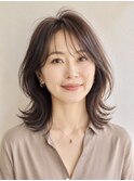 大人ミディアム 白髪ぼかし 脱白髪染めハイライト40代50代60代