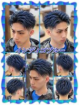 ヘアーファクトリー☆マハロ(Hair Factory☆MAHARO)&nbsp;フェザーバック風☆ツーブロックフェード インディゴブルーVer