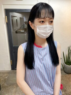 ソイ 下北沢(soi) 【Blue Black】オン眉ワイドバング/ブルーブラック/黒髪ロング