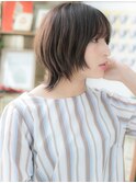 黒髪シースルーバング前下がりボブウルフc5上尾20代30代40代!