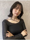 三軒茶屋_レディース_ミディアム_黒髪_コテ巻き_韓国巻き_小顔