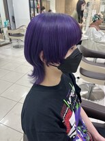アッシュ 高円寺店(Ash) ツートーンウルフヘア　ブラック＆パープル　