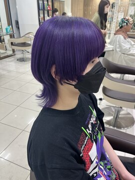 アッシュ 高円寺店(Ash) ツートーンウルフヘア　ブラック＆パープル