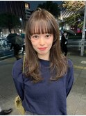 大人可愛い大人美人小顔立体カットインナーカラー透け感