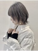 グレージュ×ネオウルフ　ボブウルフ　ウルフカット