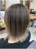 大人可愛い小顔バレイヤージュ外ハネくびれヘア20代30代40代◎