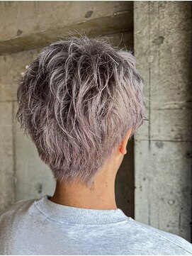 メンズマッシュショートホワイトパープル