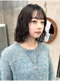 ミディアムボブパーマ くるくるニュアンス ウェーブ