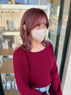 ユイマァル 岡山店(YUIMARL) くびれヘア20代30代40代ブリーチ柔らかピンクラベンダーカラー