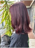 ブリーチなしダブルカラーのワインレッド