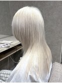 目白ケアブリーチ×中性ウルフ/ホワイトブロンド