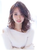 上品なミディアムカール☆ラベンダーアッシュ