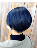 ネイビー×マッシュショート