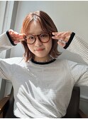 メガネにあるアップヘア ボブスタイル【横浜】k