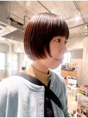guest hair イヤリングカラー前上がりミニボブ