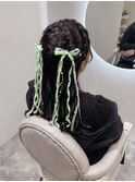 あみかちゅ編み込みハーフツイン/梅田ヘアセット