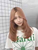 ロムーク 表参道(LOMKH)&nbsp;ミディアムレイヤーロングレイヤー顔周りピンクベージュ