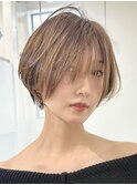 グランマッシュ/細めハイライト/ショート/白髪ぼかし/前髪/大宮