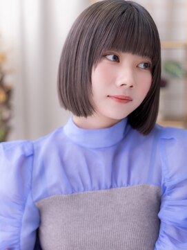 カバーヘア ブリス 志木南口駅前店(COVER HAIR bliss) 顎ラインボブ/ストレートボブ/小顔カット/ダークアッシュ/暗髪g
